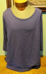 Sunday 2x Unique back 3/4 length sleeve purple top